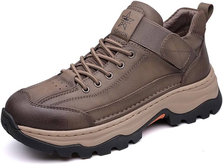 

Мужские кроссовки на платформе из натуральной кожи с шнуровкой и контрастной строчкой, удобные кроссовки на платформе, подходящие для повседневной носки Lhyxu, хаки