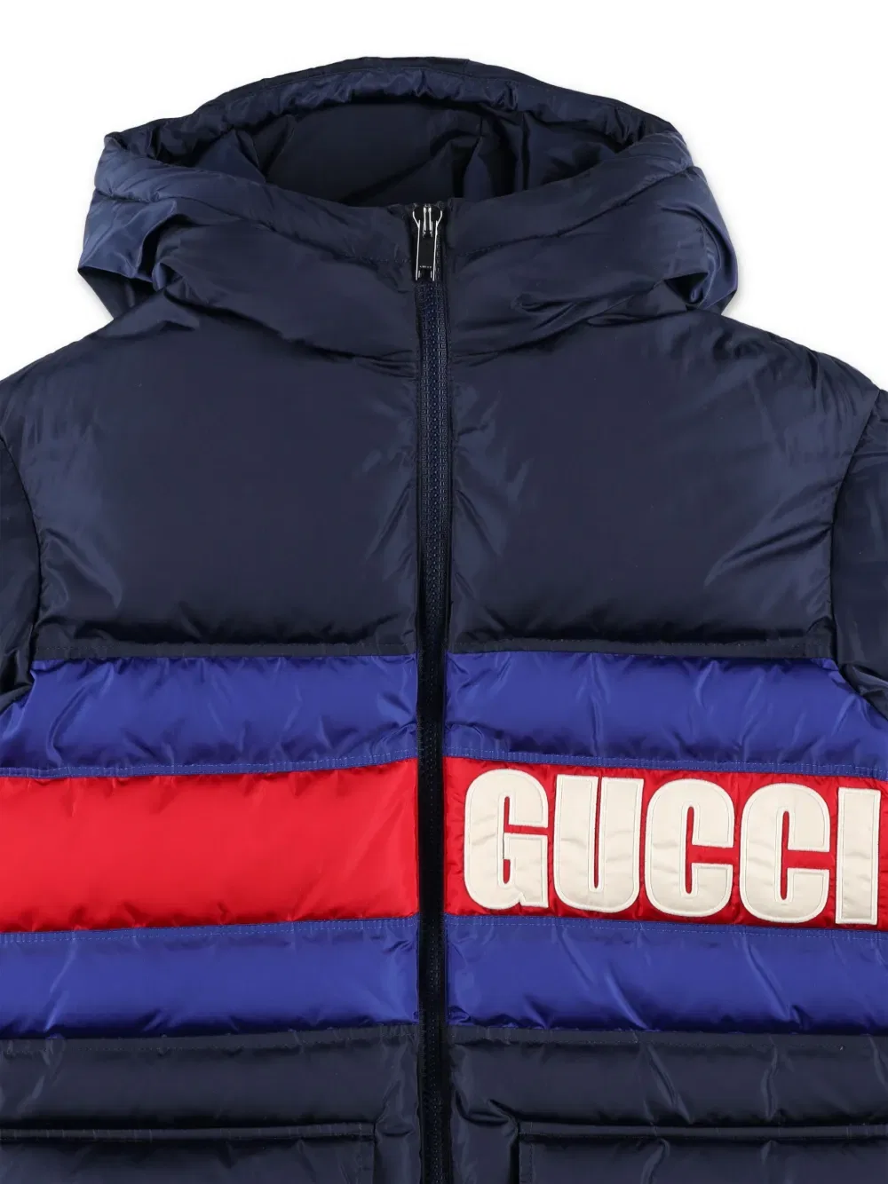 Стеганая куртка с капюшоном Gucci Kids, синий — фото 3