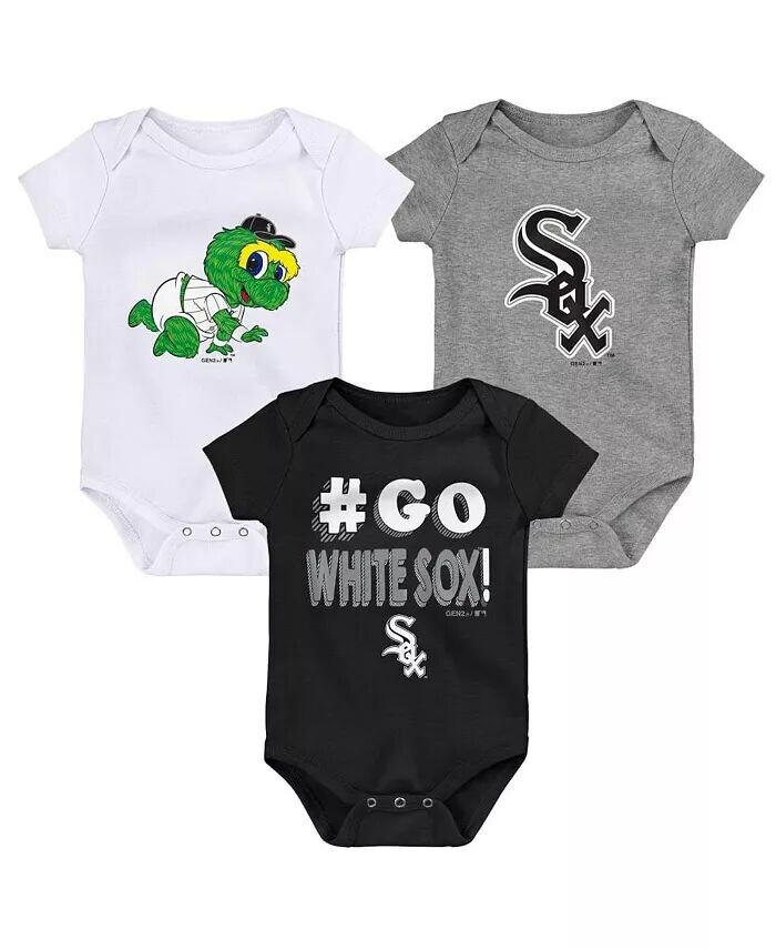 

Комплект боди унисекс для младенцев, черно-белый и серый Chicago White Sox Born To Win, комплект из 3 шт Outerstuff, черный