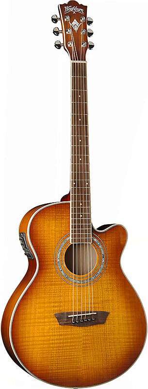 

Акустическая гитара Washburn Acoustic Electric Guitar Festival Mini Jumbo Cutaway - Ice Tea Burst