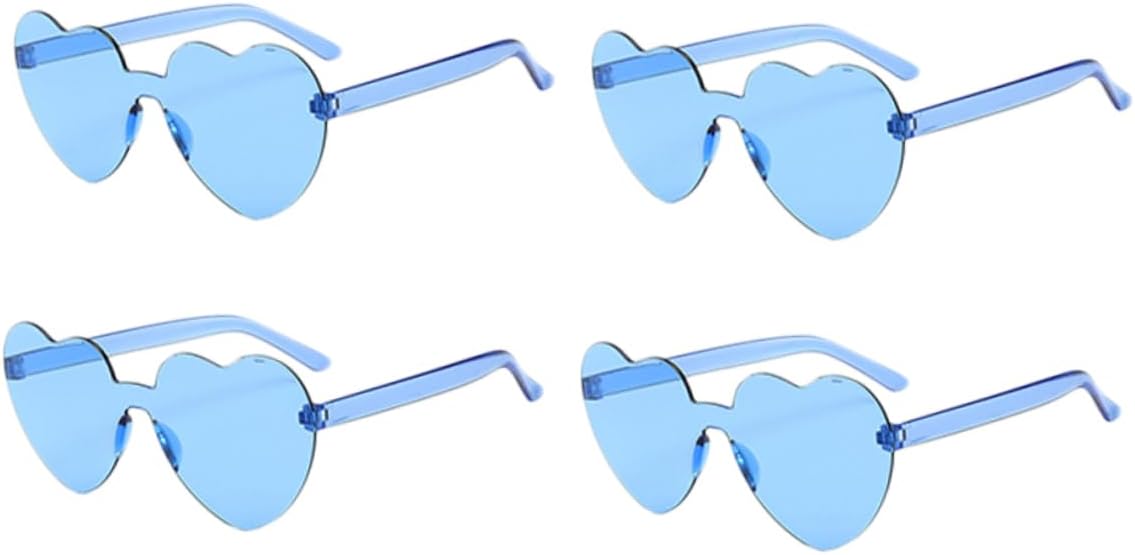 

4 пары солнцезащитных очков без оправы для женщин. Стильные очки без оправы для активного отдыха и повседневной носки. Прозрачные, прозрачные, разных цветов CONGARTENO, Blue