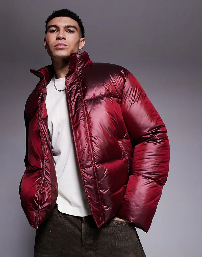 

Куртка-пуховик oversize в цвете металлик-бордовый ASOS DESIGN