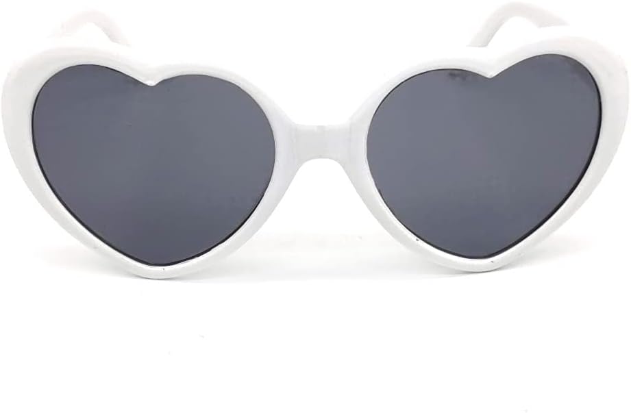 

Белые солнцезащитные очки в форме сердца со спецэффектом, 3D-солнцезащитные очки в форме сердца с эффектом сердца, дифракционные очки с эффектом сердца QDDJYMY, White Size:14*5