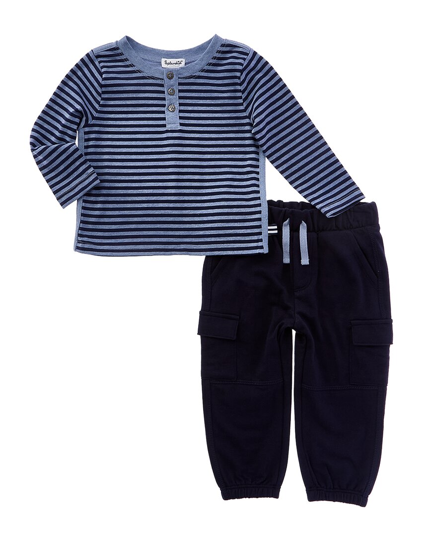 

Великолепный комплект из 2 предметов: кофта-хенли и брюки в полоску Curious Stripe Splendid, синий