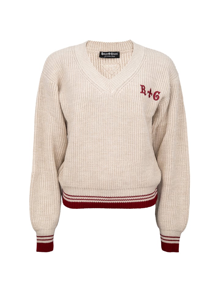 

Roberto Geissini Вязаный свитер в университетском стиле, бежевый