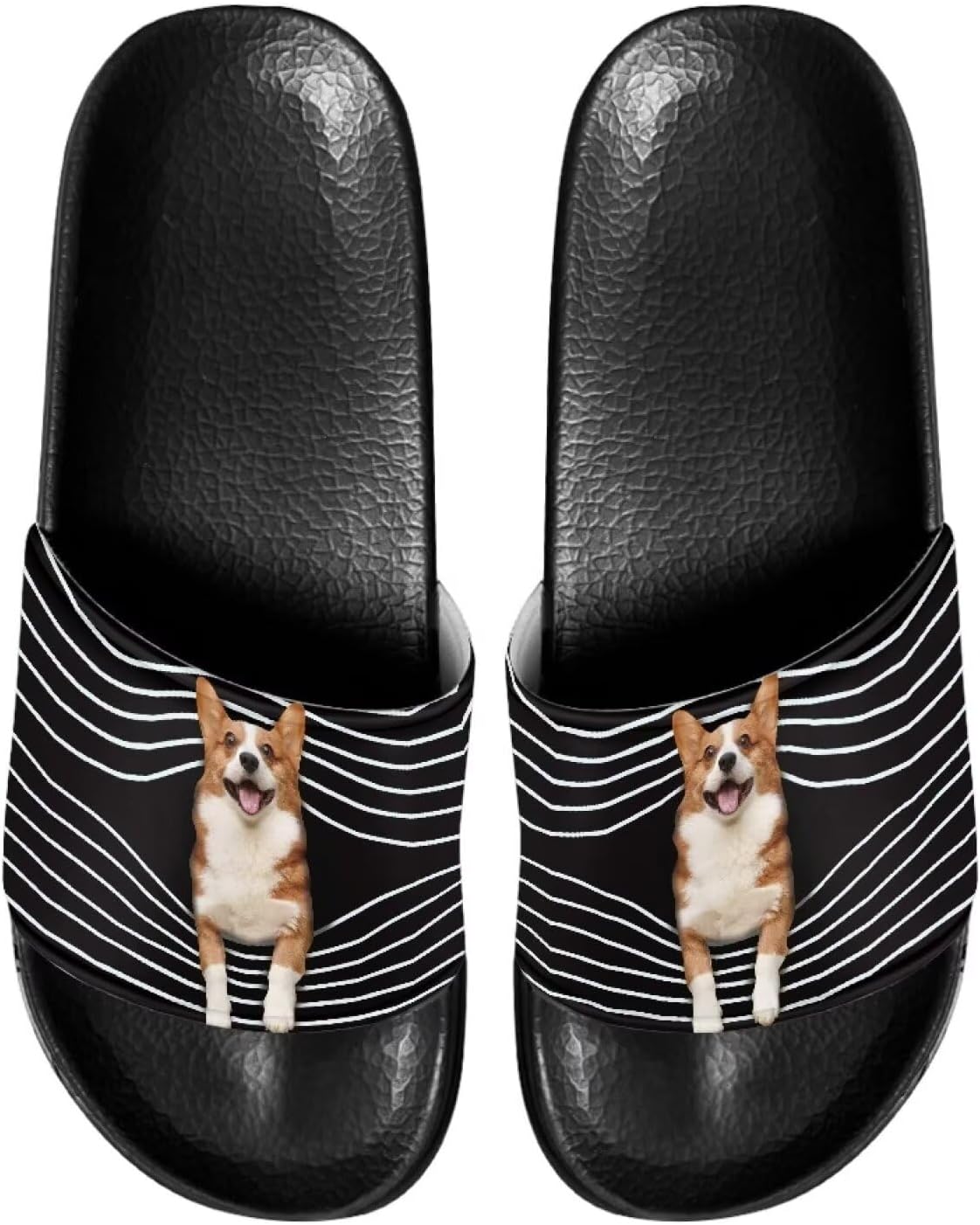 

Мужские шлепанцы сандалии Стильные летние тапочки Повседневные пляжные шлепанцы Нескользящие тапочки для ванной Pugasmiru, Lines Dog Print