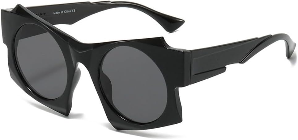 

Модные солнцезащитные очки для женщин, винтажные, роскошные, неправильной формы, для активного отдыха, путешествий, вечеринок, унисекс, с защитой от УФ-излучения UV400 TKKTLLT, Black Gray