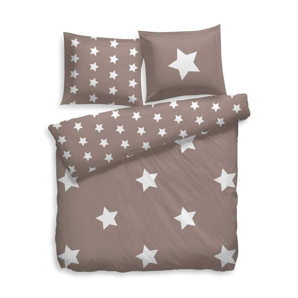 

HnL Фланелевое постельное белье Stars Grey White Nature 135x200 см + 80x80 см Heckett & Lane