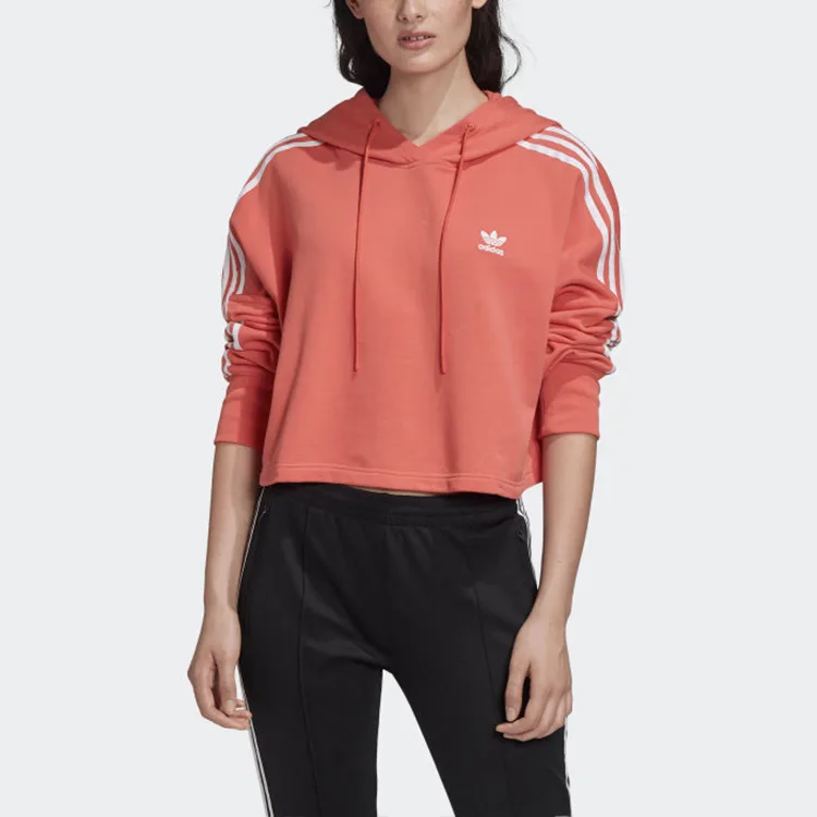 Adidas Originals Кроп худи Originals Trefoil женская "Trace Scarlet / White" — фото 3