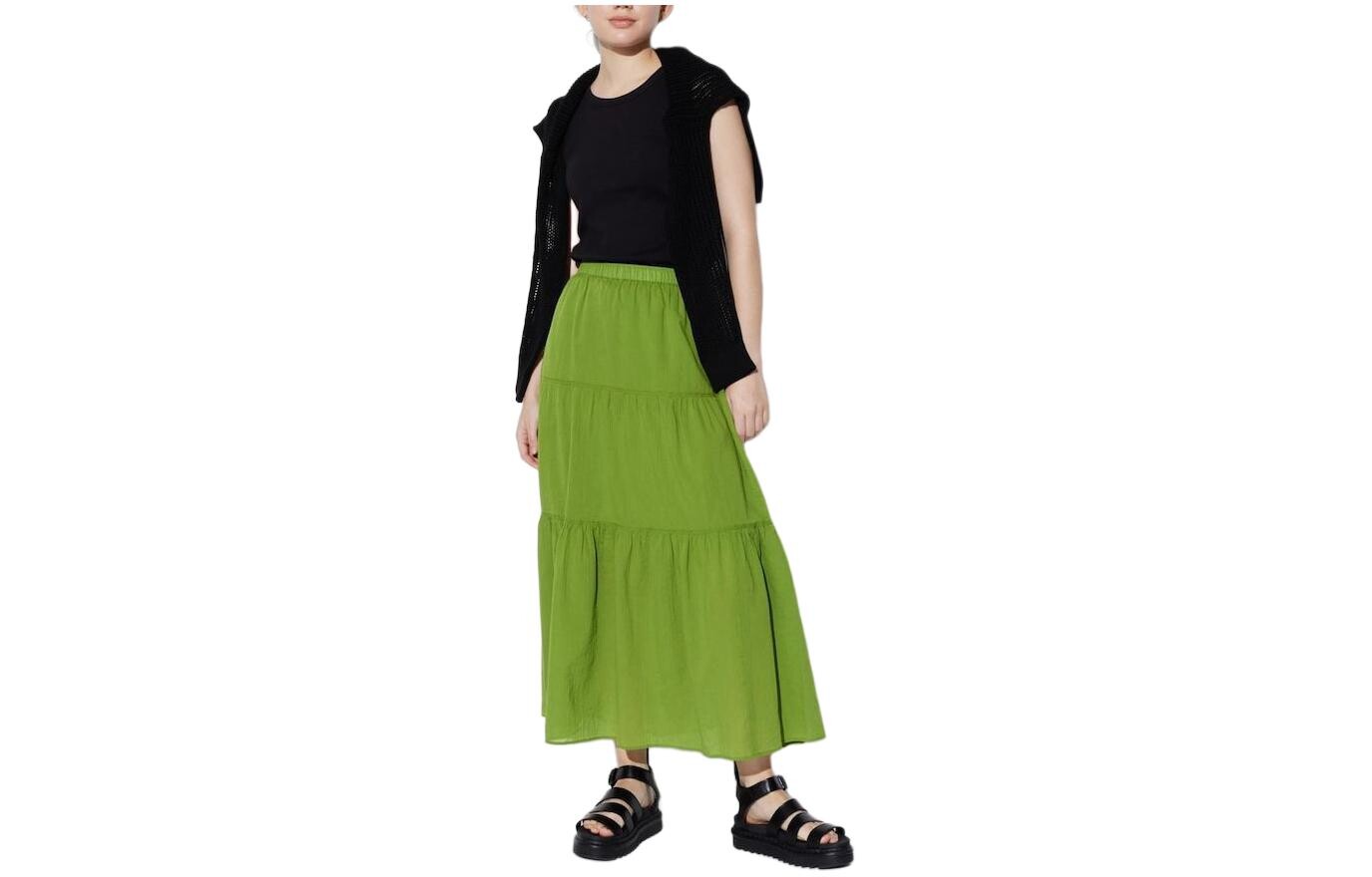 

Повседневная длинная юбка женская зеленая Uniqlo