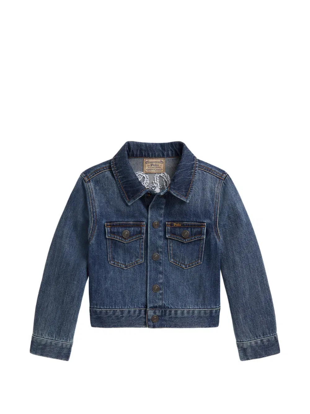 Джинсовая куртка с изображением медведя Polo Ralph Lauren Kids, синий