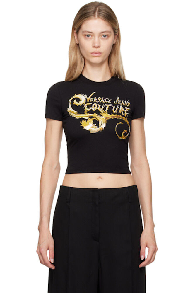 

Футболка с логотипом Chromo Couture в черно-золотом стиле Versace Jeans Couture