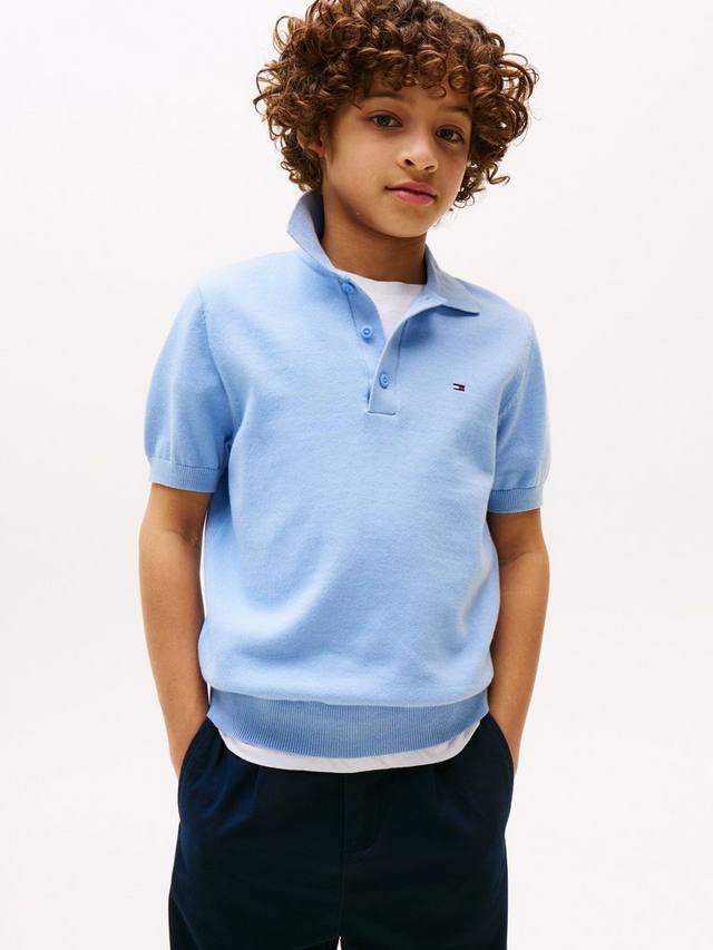 

Детская хлопковая поло с коротким рукавом Tommy Hilfiger, Cloudy Blue
