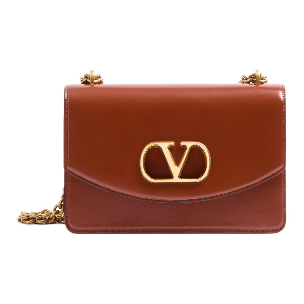 

Коричневая плечевая сумка через плечо Valentino из телячьей кожи