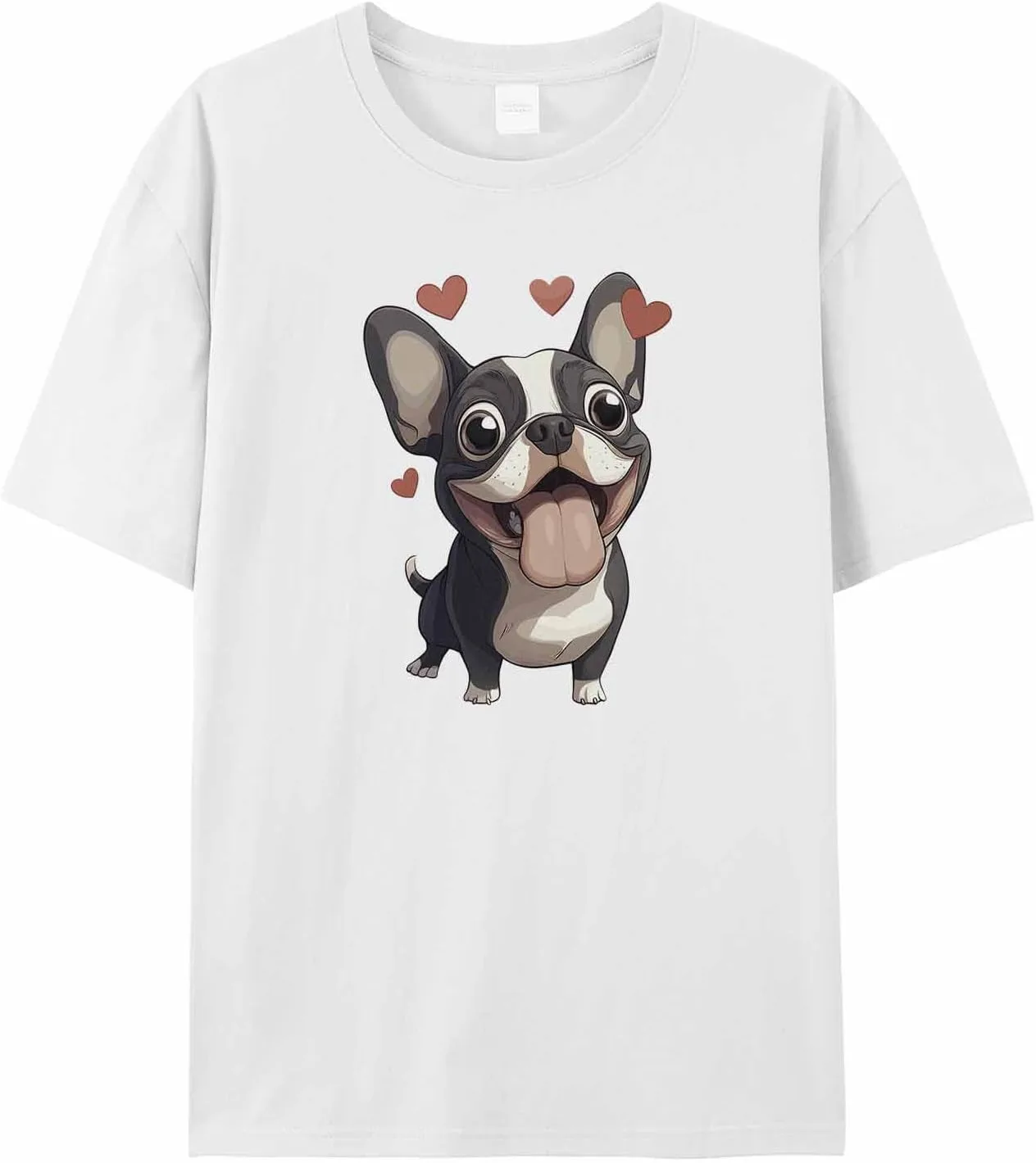 

Мужская футболка с милым щенком и красным сердцем, короткий рукав, Crewneck jdudh