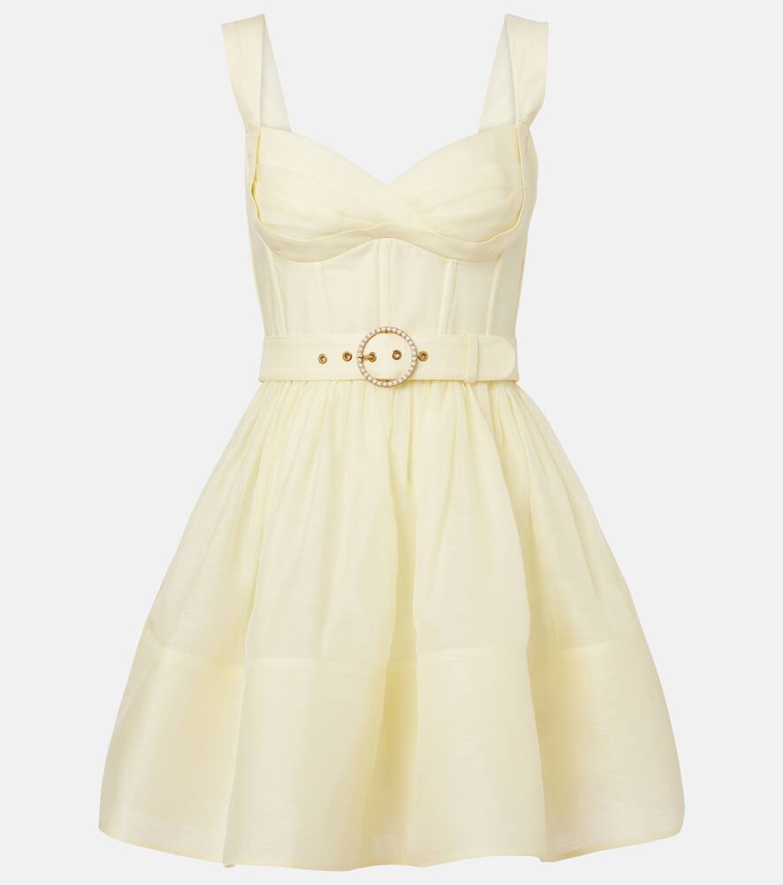 

Льняное и шелковое мини-платье Dawning Zimmermann, Lemon