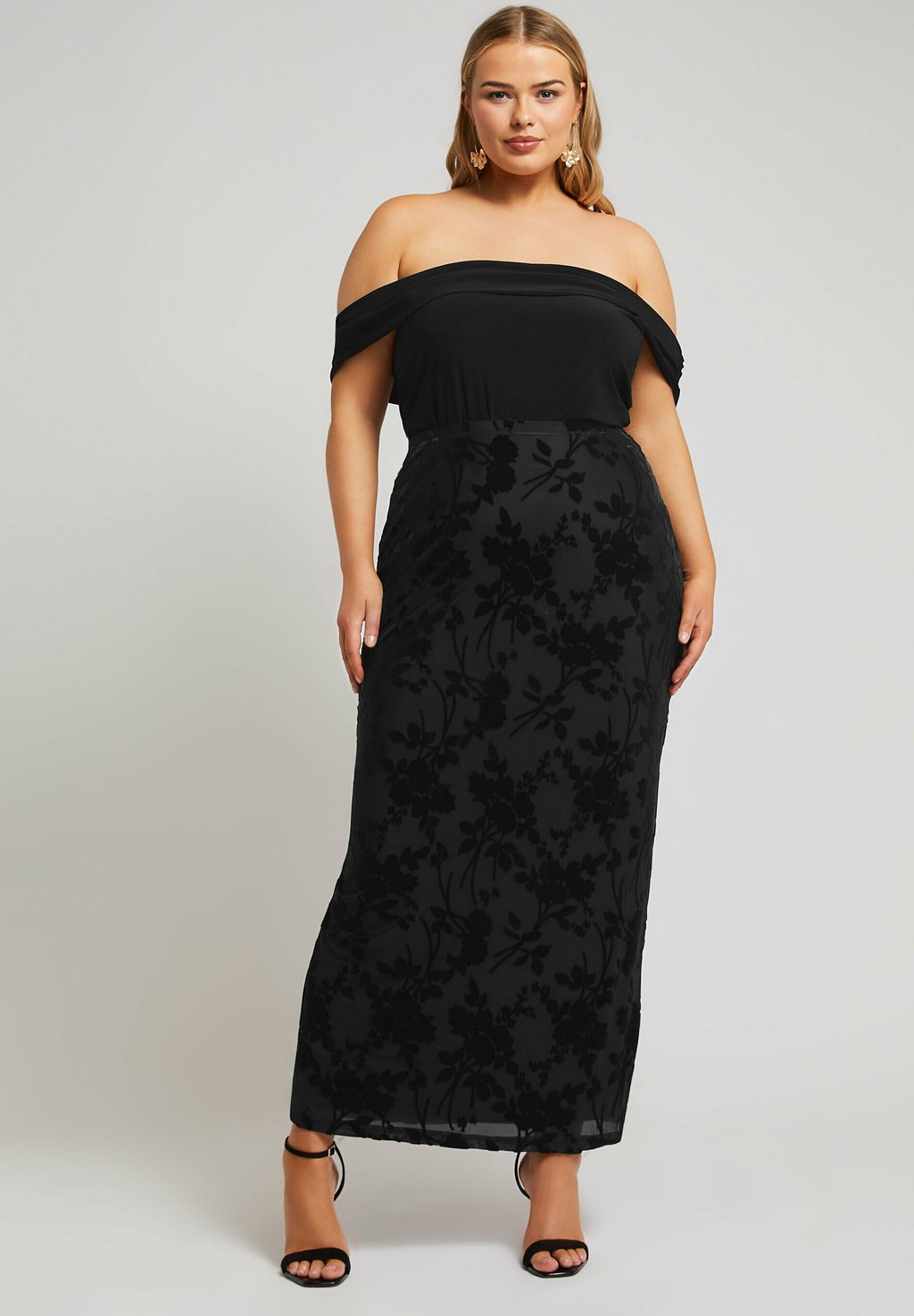 

Юбка макси FLORAL Yours Clothing, черный