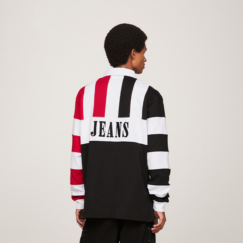 Рубашка-поло унисекс Tommy Hilfiger, цвет Black, white, red, color-blocked BDS — фото 4