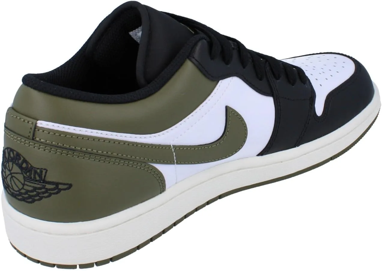 Мужские баскетбольные кроссовки Nike Air Jordan 1 Low, белый/черный/оливковый — фото 3