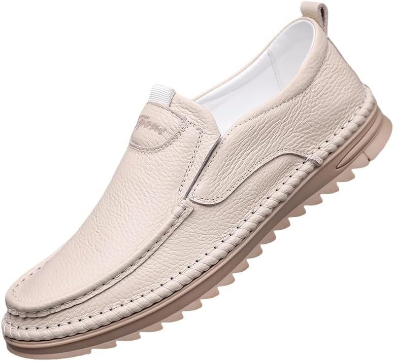 

Туфли из однотонной кожи с комфортной противоскользящей подошвой, повседневные и прочные, мужские оксфорды Clolinde, белый