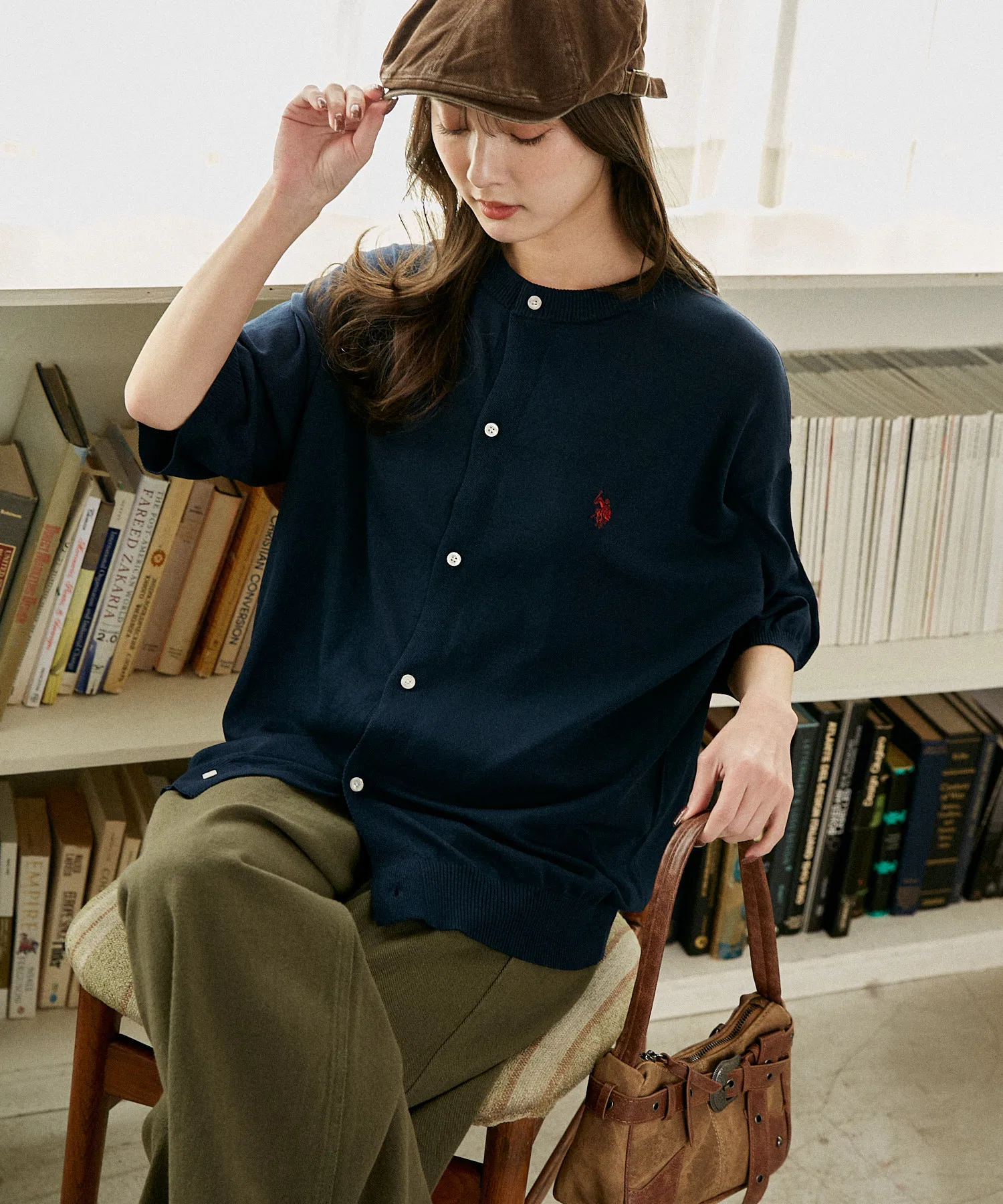 US POLO ASSN. × PUBLUX / US Polo Assn.  Эксклюзивный летний вязаный кардиган с круглым вырезом - Лимитированная серия — фото 4