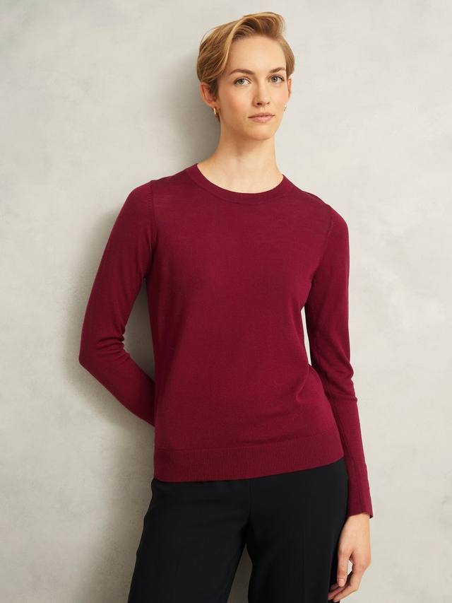 

Свитер Penny с круглым вырезом из чистой шерсти мериноса Hobbs, Red