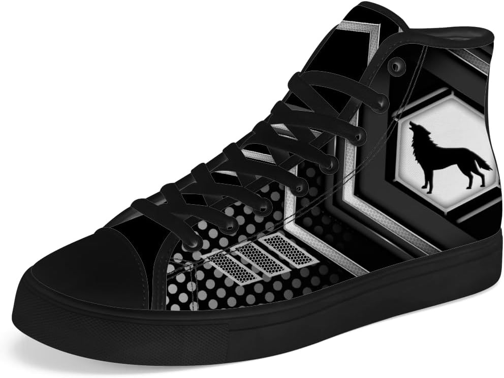 

Мужские и женские высокие кеды из холста Wolf, высокие кроссовки на шнуровке, повседневная обувь Chebing, черный