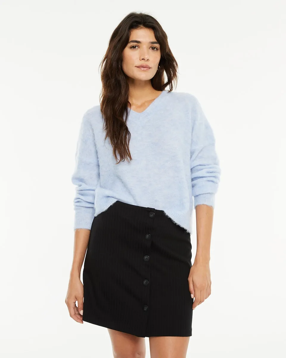 

Женский джемпер с V-образным вырезом и текстурой из ворса System Action, светло-голубой