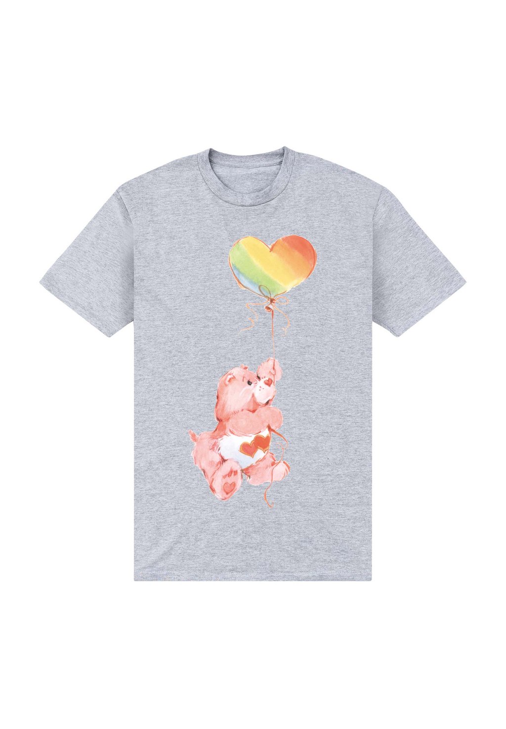 

Футболка с принтом CARE BEARS LOVE A LOT BEAR HOLDING ON TO RAINBOW BALLOON Henry Tiger, цвет Heather Grey