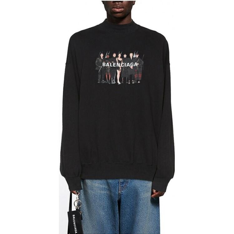 Толстовка мужская Balenciaga с принтом, черный — фото 3