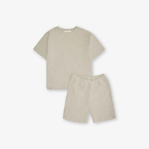 

Хлопковый комплект из футболки и шорт с вафельной текстурой 2-10 лет H&M Adorables, зеленый