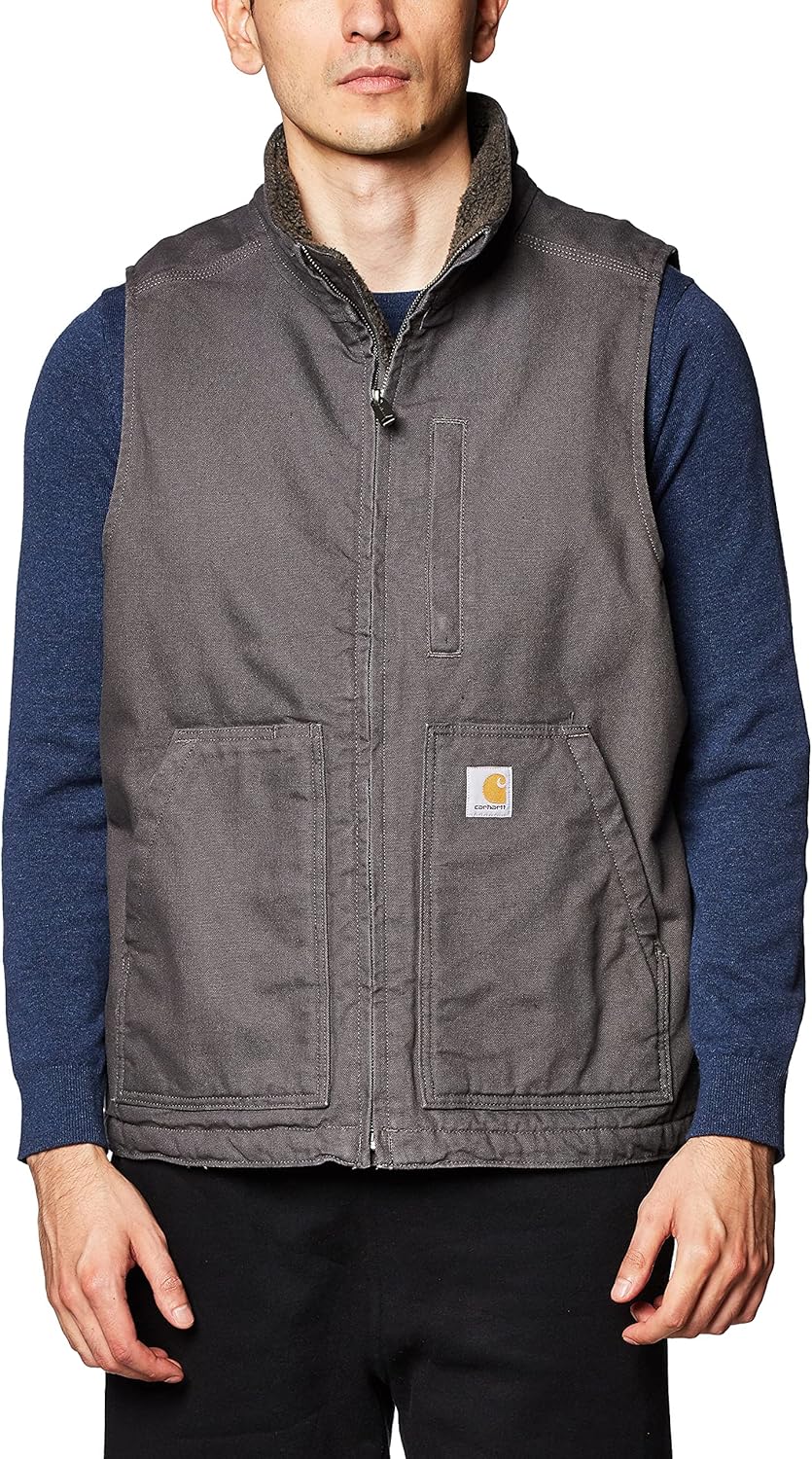 

Carhartt мужская свободная куртка-жилет с подкладкой из шерпы и воротником-стойкой, Gravel