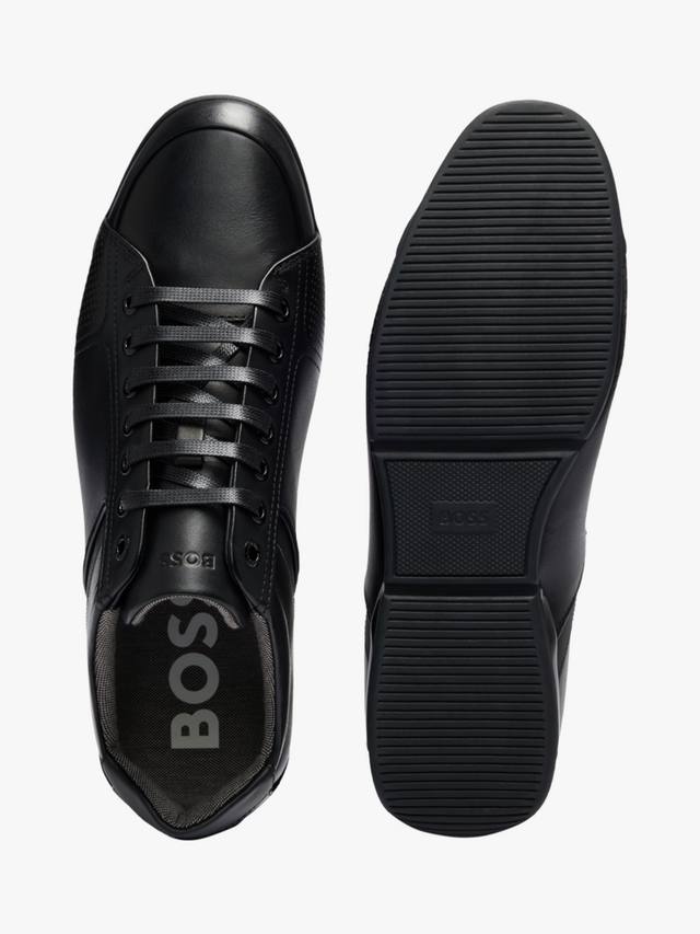Босс кожаные шнурованные кроссовки HUGO BOSS, Black — фото 4