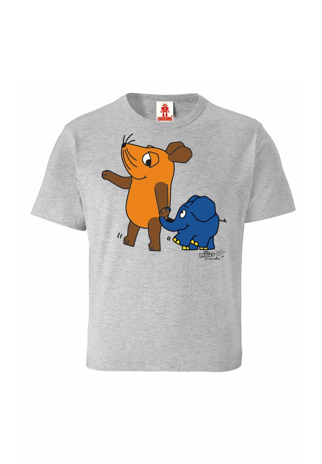 Футболка с принтом SENDUNG MIT DER MAUS ELEFANT LOGOSHIRT, цвет Mottled Grey — фото 3