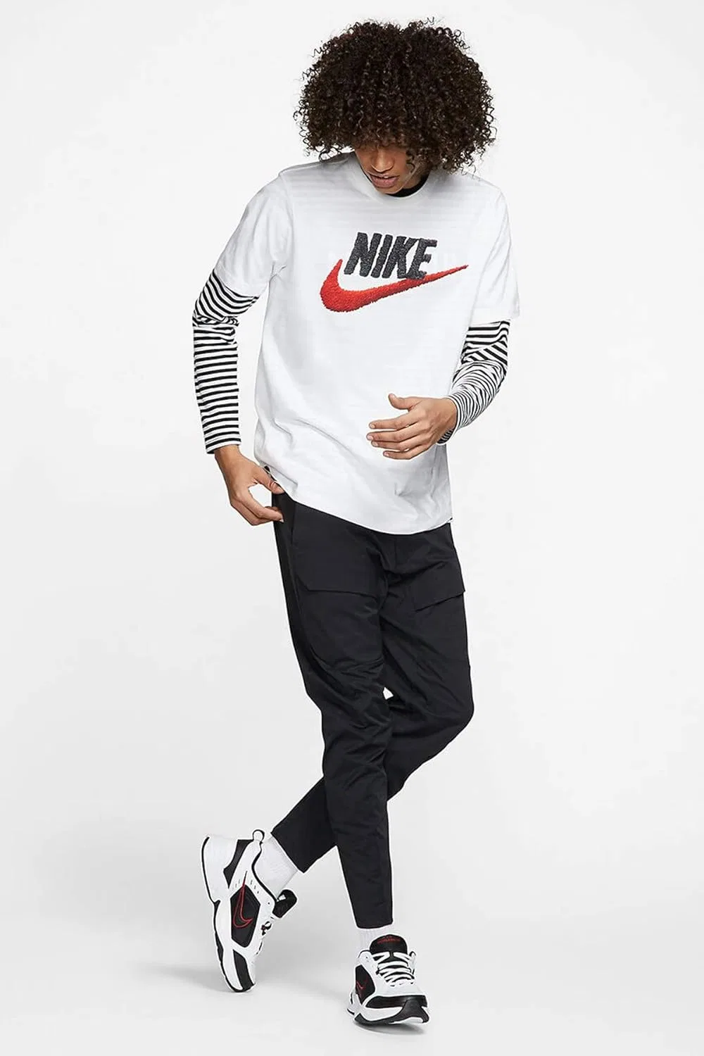 Футболка Nike Sportswear, хлопок, белый/черный/университетский красный — фото 4