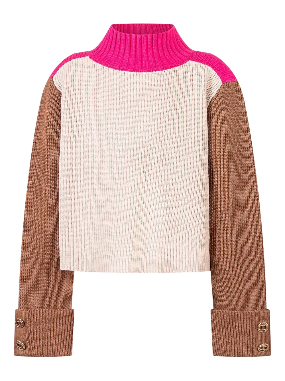 

Свитер в стиле колор-блок с манжетами Twinset Kids, бежевый