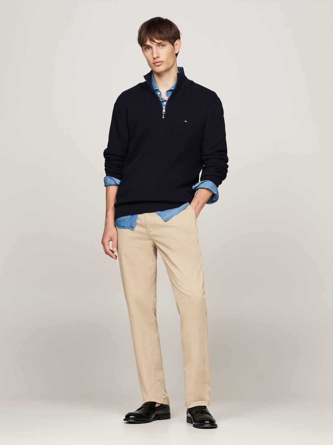 Брюки Tommy Hilfiger chino Denton Regular Fit, бежевый — фото 2