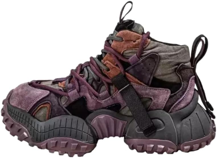 

Мужские кроссовки на платформе с цветными вставками, удобные и модные, для прогулок на улице, бега, кемпинга, на все сезоны, высокие кроссовки на шнуровке Hhhchpm, фиолетовый