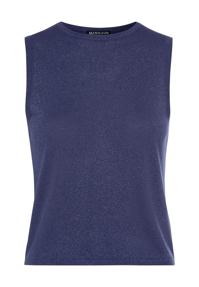 

Вязаный топ с круглым вырезом и широкими бретелями Manguun Collection, синий