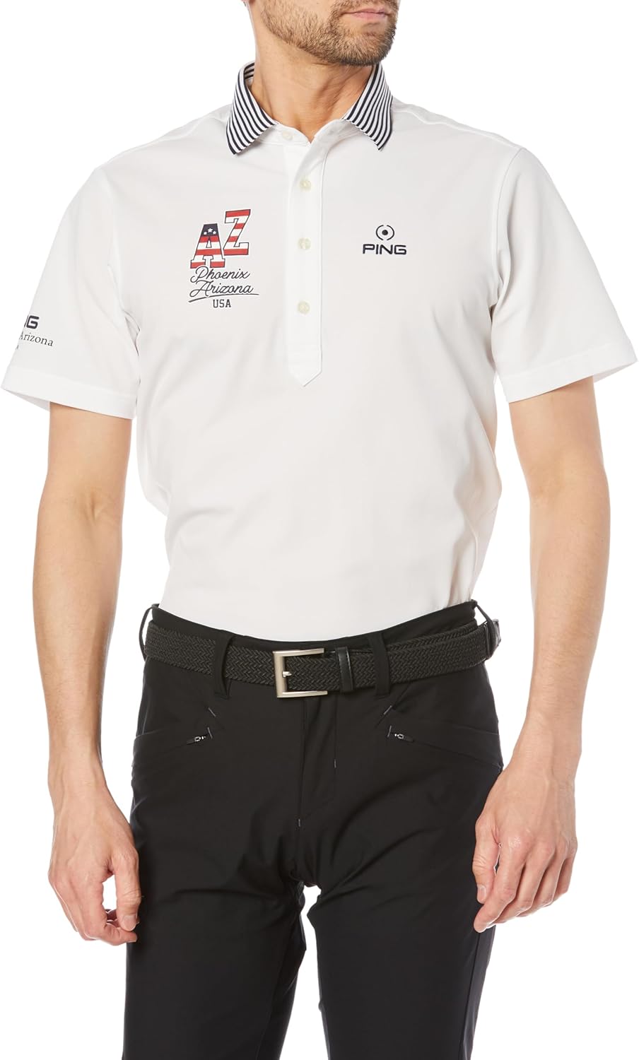 

Мужская поло-рубашка с коротким рукавом Pin Apparel 621-4160317 (QuickDry: впитывающая влагу, быстросохнущая, удобная, для гольфа), 030белый Ping