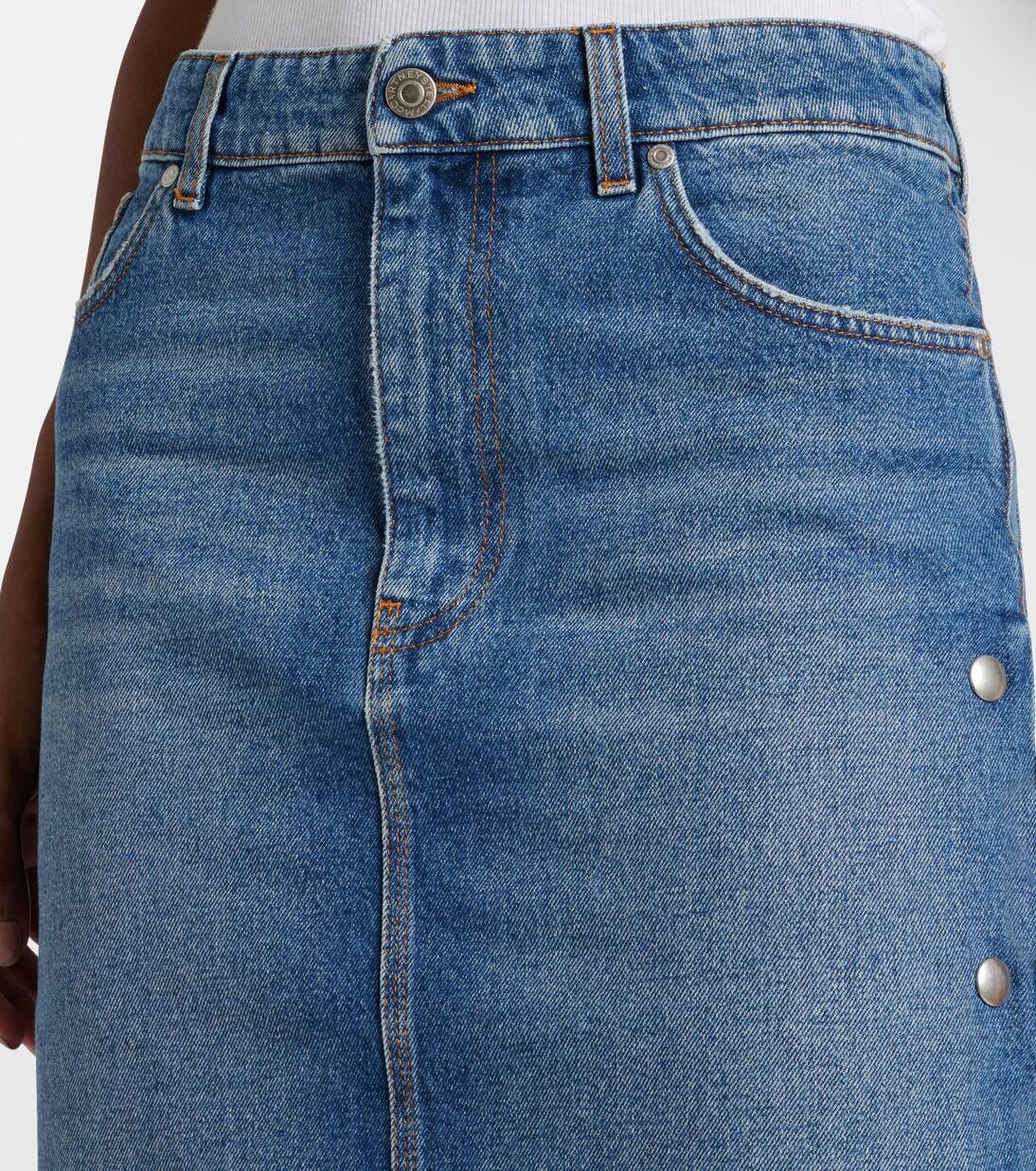 Юбка-карандаш из денима средней посадки Stella Mccartney, цвет vintage blue denim — фото 4