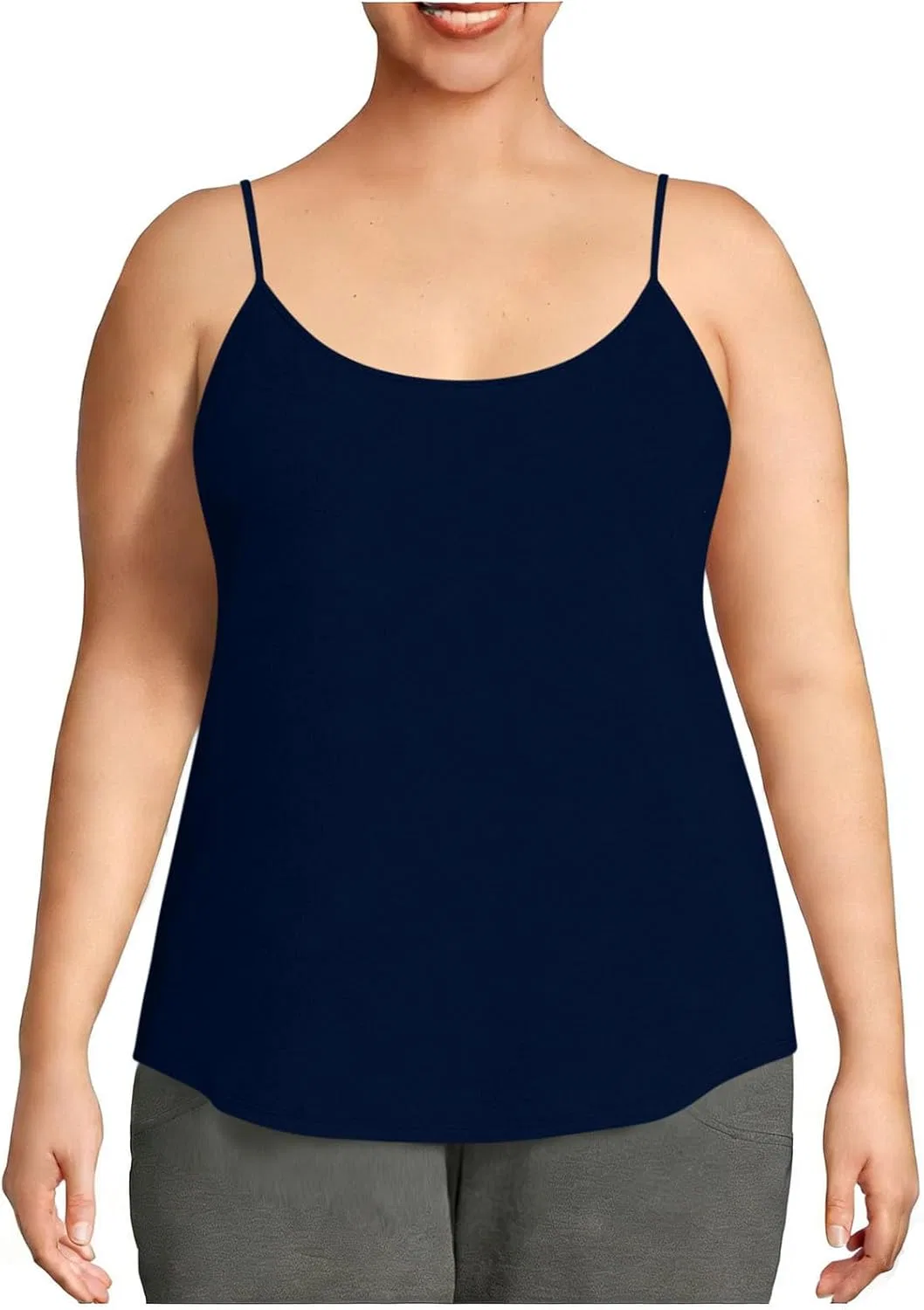 Топ-майка женская Plus Size, на бретелях, без рукавов, для тренировок, базовый, однотонный, серый