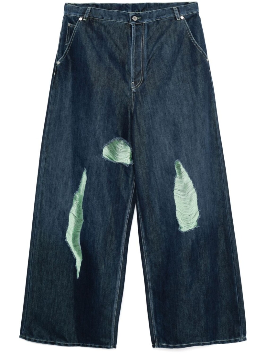 Off-White джинсы Shiny Shredded Wide, синий