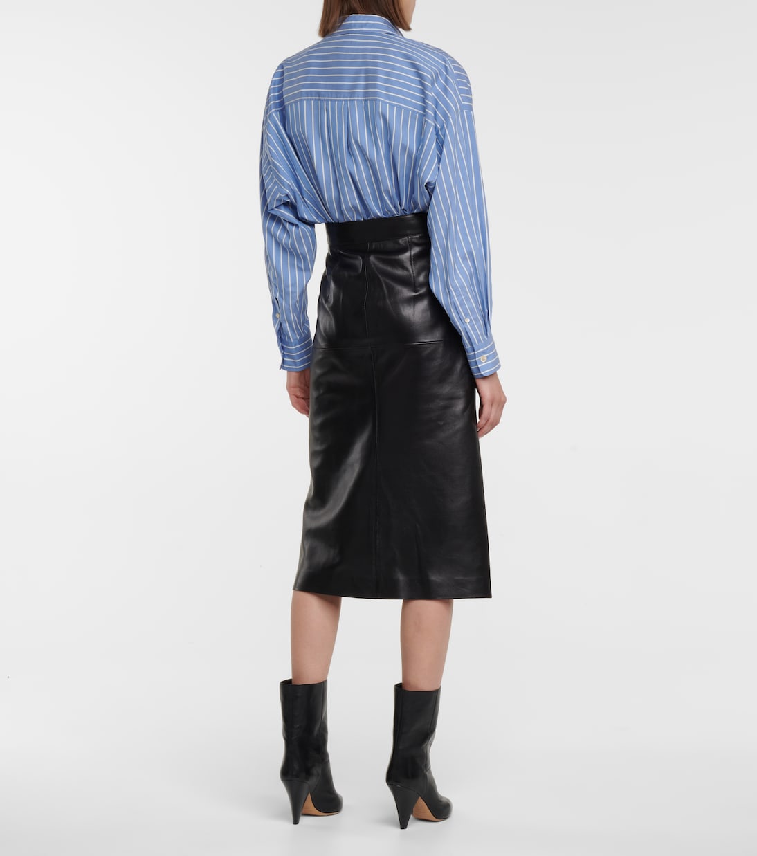 Юбка миди из кожи Blehor с высокой талией Isabel Marant, черный — фото 3