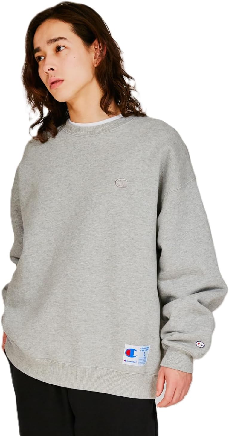 

Мужская толстовка Champion с длинным рукавом, хлопковая, производства США, свободного кроя, с логотипом One Point, круглым вырезом, в спортивном стиле, серый