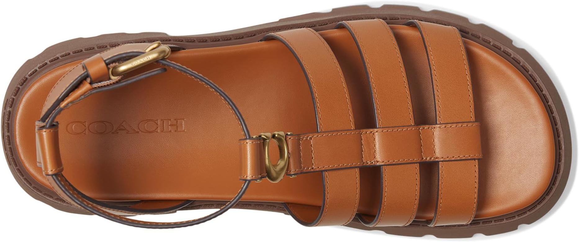 Сандалии COACH Sculpted C Platform Fisherman Sandals, цвет Cognac — фото 2