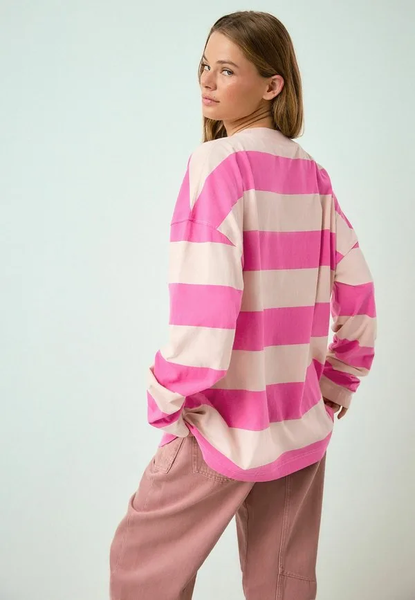 Футболка с длинными рукавами и графическим принтом Next, Pink White Striped — фото 3