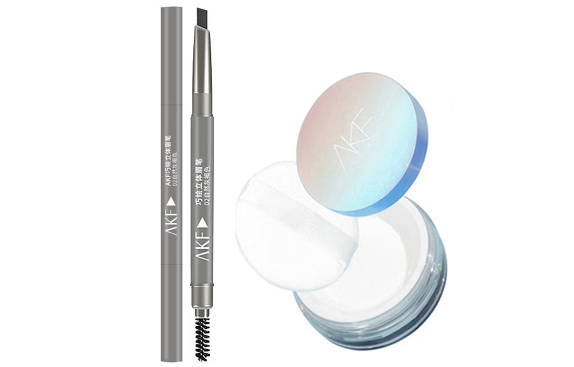 

Набор косметики для женщин AKF, светло-Translucent Control Oil Loose Powder 10g+02 Natural серыйкоричневый