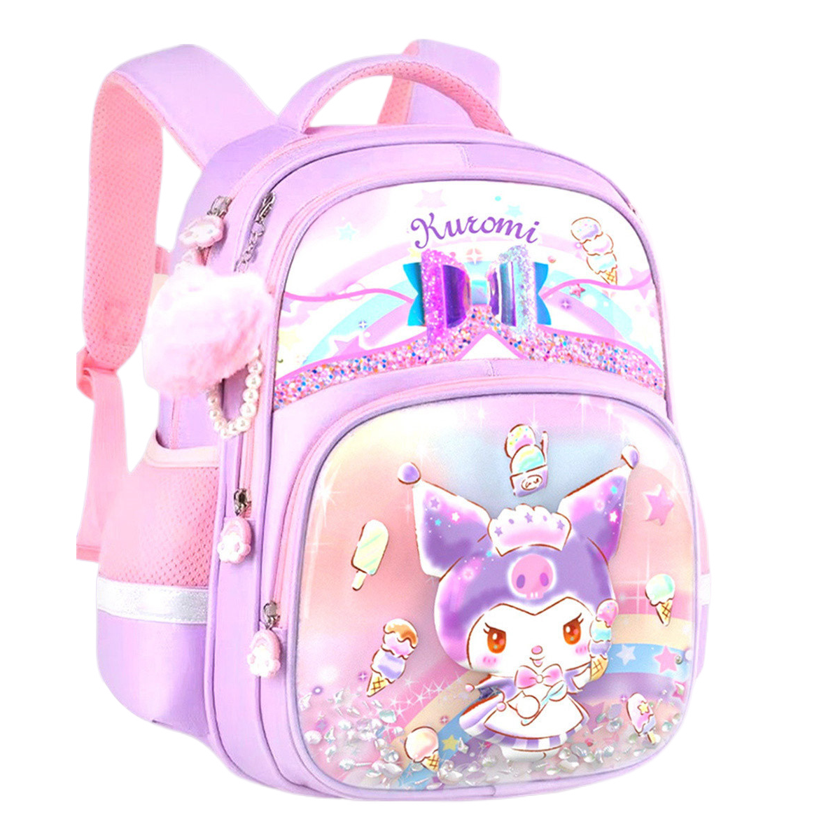 

Студенческий рюкзак из полиэстера обычный детский разноцветный Sanrio, фиолетовый