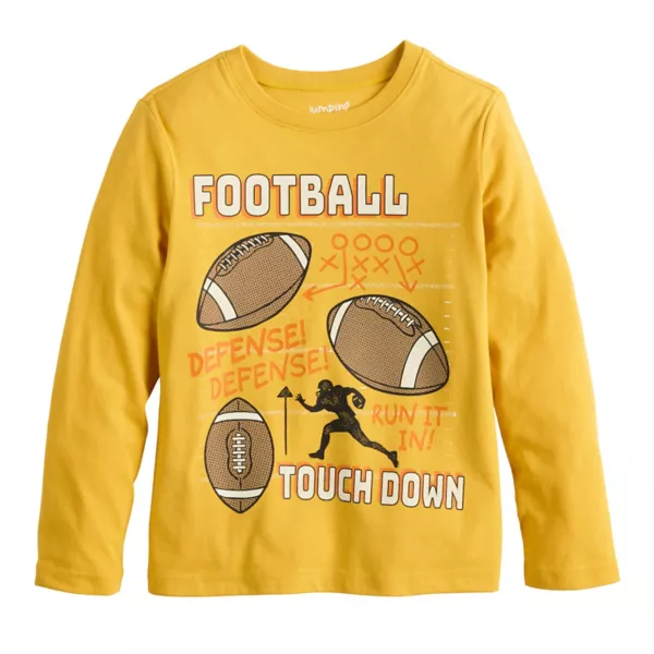 

Футболка с длинным рукавом и принтом для мальчиков 4-12 лет Jumping Beans, цвет yellow football
